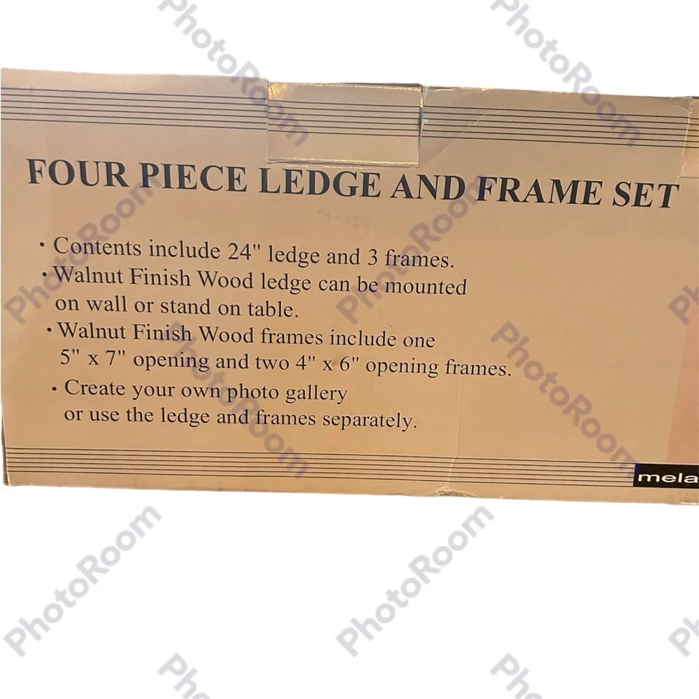 Melannco Floating Wall Mount Molding Ledge Shelf & 3 Matching Picture Frames